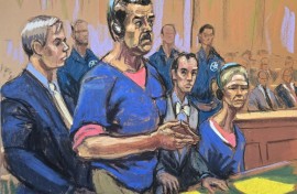 Courtroom sketch of deposed Venezuela president Nicolas Maduro in court in New York