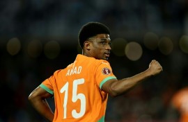 Ivory Coast winger Amad Diallo celebrates after scoring the first goal against Burkina Faso in Marrakesh