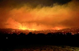 A bushfire burning near the town of Longwood, northern Victoria on January 7, 2026