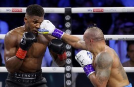 Former heavyweight champion Anthony Joshua (L) suffered minor injuries in the December 29 crash