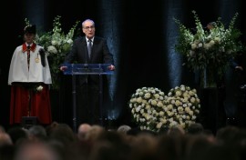 Swiss President Guy Parmelin addressed the memorial service in Martigny