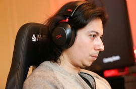 Neurable CEO Ramses Alcaide demonstrates one of the company's headsets