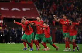 Morocco celebrate reaching Sunday's AFCON final