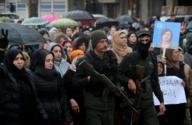 Kurds rallied in Qamishli against a Syrian government advance before the announcement of a truce deal that many now see as a betrayal of their aspirations