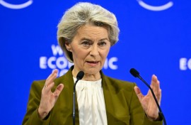 EU chief Ursula von der Leyen warned that Trump risked plunging EU-US ties into a 'downward spiral'