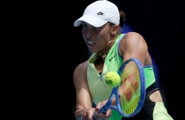 USA's Madison Keys hits a return on Tuesday