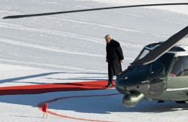 US President Donald Trump steps out of Marine One at Davos, where Greenland will dominate the agenda