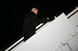 US President Donald Trump boards Air Force One at Joint Base Andrews on January 20, 2026