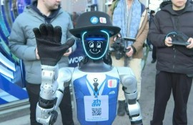 Robots parade through streets of Davos