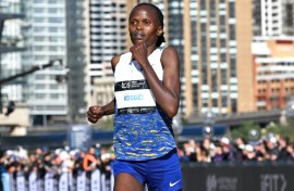 Brigid Kosgei finished second in the 2025 Sydney Marathon