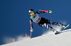 Lindsey Vonn competes in the World Cup Super-G event in St Moritz last year
