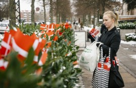Danish flags were placed in front of the US embassy in Copenhagen after US President Donald Trump downplayed the role of NATO troops in Afghanistan