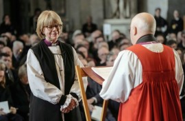 Sarah Mullally (L) takes part in the 'Confirmation of Election' ceremony to legally confirm her position as the new Archbishop of Canterbury, at St Paul’s Cathedral in London on January 28, 2026.