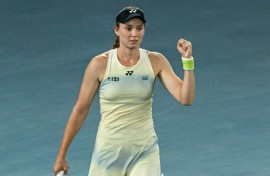 Kazakhstan's Elena Rybakina celebrates victory in the Australian Open semi-finals