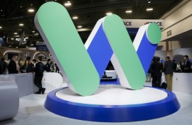 The Waymo booth at the annual Consumer Electronics Show in Las Vegas this month
