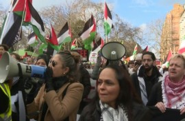 Protesters march in London in support of Palestinians