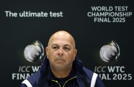 South Africa coach Shukri Conrad talks to reporters at Lord's cricket ground ahead of winning the World Test Championship last year