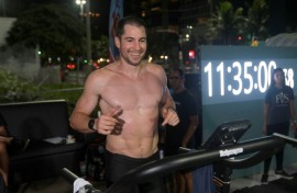 Pepe Fiamoncini ran 188 kilometres (116 miles) -- more than four marathons -- on a treadmill at an open-air gym on Rio de Janeiro's Ipanema beach
