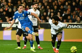 Real Madrid defender Alvaro Carreras slipped home midway through the first half to fire the visitors ahead at Valencia's Mestalla stadium