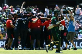 USA celebrate their super over shock victory against Pakistan in the 2024 T20 World Cup