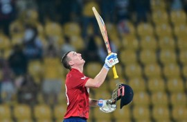 England captain Harry Brook celebrates his century against Pakistan