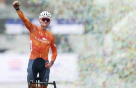 Mathieu van der Poel ended his winter cyclo-cross campaign unbeaten after winning a record eighth world title