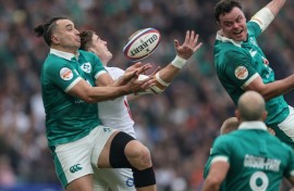Ireland wing James Lowe (L) has been ruled out of the rest of the Six Nations