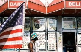 A person walks in the Little Haiti neighborhood in the Brooklyn borough of New York City on July 15, 2025