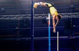 Armand Duplantis setting a world record of 6.31m in Uppsala