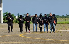 Notorious Latin American narco trafficker Marset (3rd left) has finally been arrested in Bolivia after eluding police for years