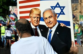 Iranians supporting the US and Israel at a rally in Sydney, Australia, on Saturday