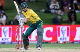 South Africa’s Connor Esterhuizen plays a shot against New Zealand