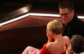 Jessie Buckley, sitting next to her husband Freddie Sorensen, was overwhelmed with emotion when the award was announced