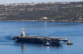 The USS Gerald R. Ford departed Souda Bay on the Greek island of Crete on February 26