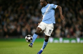 Manchester City midfielder Jeremy Doku in action during a defeat by Real Madrid in a Champions League last-16 second-leg tie at the Etihad Stadium