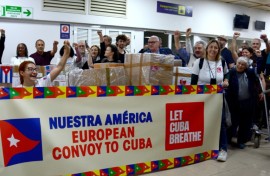 A group of people transporting humanitarian aid from Europe arrived in Havana with five tons of medical supplies and other essential items.