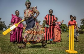 The women gather weekly at a playground in Jinja district