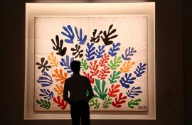 The exhibition includes Matisse's 'La Gerbe' (The Sheaf), showcasing his latter-year affinity for gouache cut-outs