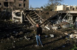 Smoke rises from an Israeli airstrike on the Qasmiyeh bridge in south Lebanon