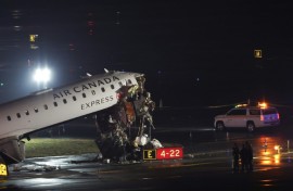 The deadly collision crushed the cockpit of the Bombardier aircraft
