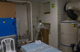 Equipment inside the bomb shelter at the Shalvata Mental Health Centre