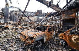 Damage from a strike in eastern Tehran that was hit by a missile strike, on March 28, 2026