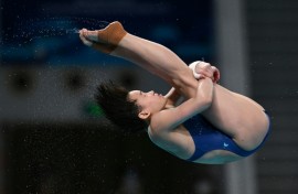 China's Quan Hongchan competes in May last year in Beijing