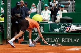 Daniil Medvedev repeatedly smashed his racquet during an embarrassing defeat against Matteo Berrettini
