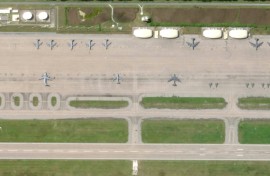 This handout satellite photo from Planet Labs PBC and dated June 16, 2025, shows an overview of the Diego Garcia military base on the Chagos Archipelago