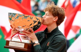 On top of the world: Jannik Sinner will reclaim top spot on Monday after beating Carlos Alcaraz to win the Monte Carlo Masters