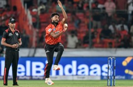 Praful Hinge took three wickets in his first over as Sunrisers Hyderabad beat Rajasthan Royals by 57 runs