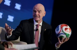 FIFA President Gianni Infantino attends an economic conference in Washington