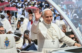 Pope Leo XIV greeted with songs and cheers in Angola's remote, diamond-rich northeast Saurimo