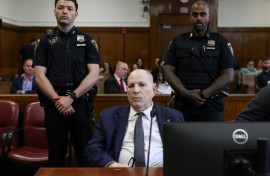 Former Hollywood film producer Harvey Weinstein appears in Manhattan Supreme Court during his retrial in New York City on April 14, 2026